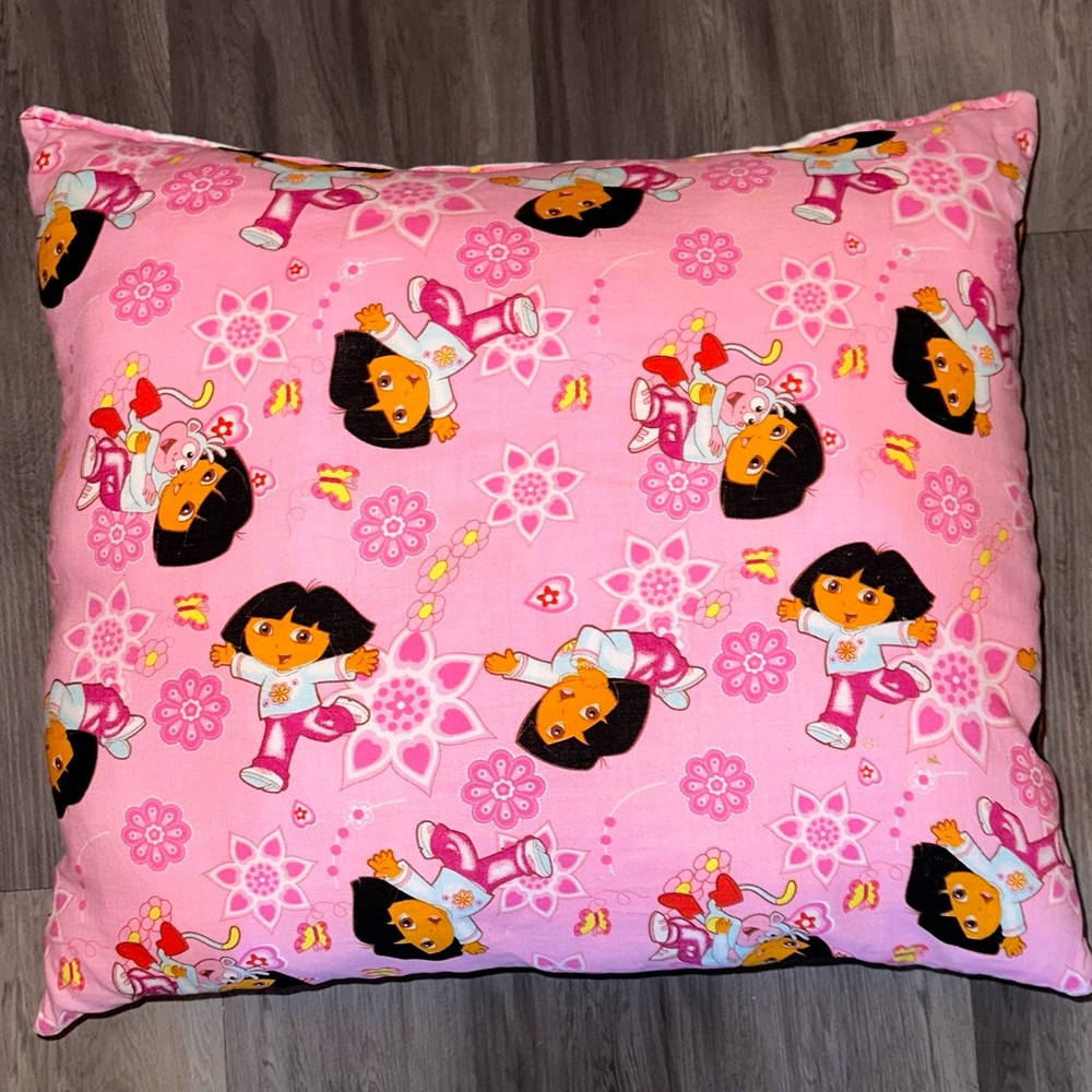 Dora The Explorer & Boots Floral Pink Throw Pillow Rare Vintage Nick Jr. HTF